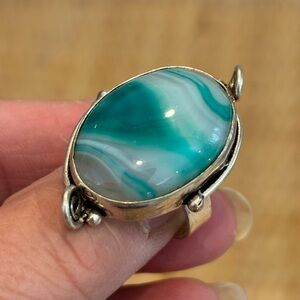 Vintage Sterling Silver & large Agate stone ring size 8